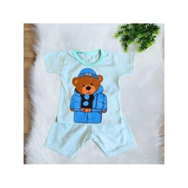 Imagem de Conjunto Camiseta + Bermuda Bebê Menino  Estampa Ursinho RN a 03 Meses