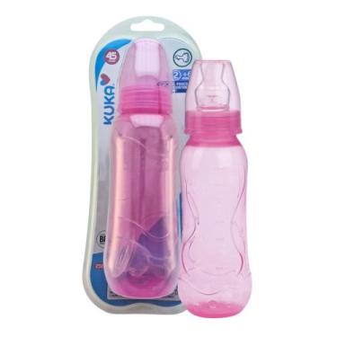 Imagem de Mamadeira Bebê Aquarela 250ml Kuka Bico de Silicone Tam.2, Rosa