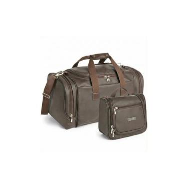 Imagem de Kit Viagem Mala de Mão + Necessaire Gancho em Couro Legítimo - Viccina