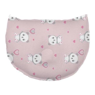 Imagem de Travesseiro anatômico dupla face bublim panda rosa para bebês - INCOMF