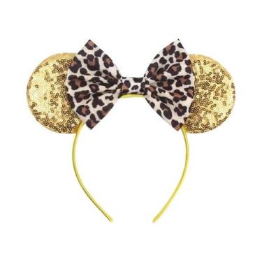 Imagem de Tiara De Orelhas De Leopardo Para Meninas, Faixa De Cabelo Com Laço Mo