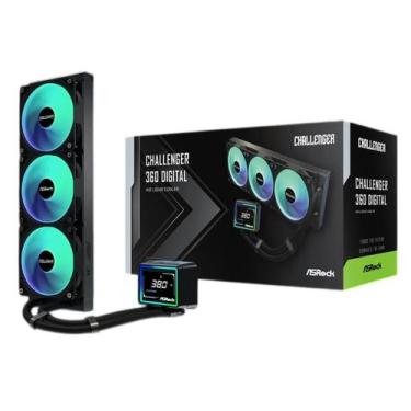 Imagem de Water Cooler ASROCK Challenger 360 Digital Preto 360MM ARGB com Displa