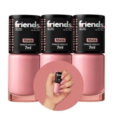 Imagem de Kit 3 Esmalte Cremoso Nude Maria Friends 7ml Cor Vibrante