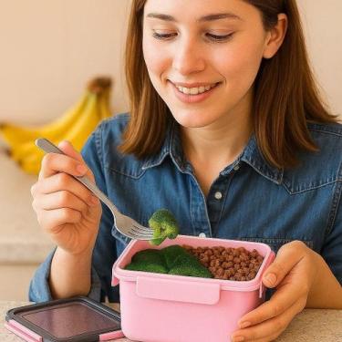 Imagem de Saladeira Rosa Tigela Marmiteira Alimento Talher Comida Pote Saladas F