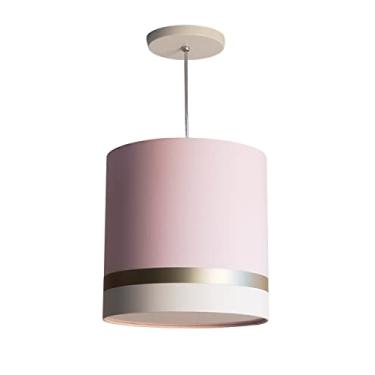 Imagem de Lustre Pendente Faixas Bronze Cúpula 25x25 Cor: Rosa