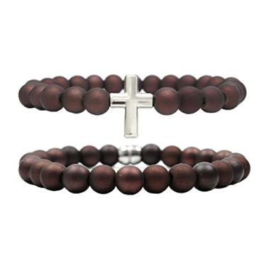 Imagem de Kit C/02 Pulseira de Bolinha Masculina Vermelha Cruz (20cm)