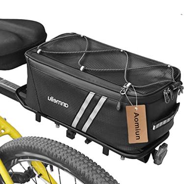 Imagem de yeacher Saco porta-malas de bicicleta 12L com capa de chuva Saco traseiro de bicicleta Saco de suporte de bicicleta