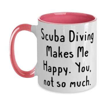 Imagem de Presentes de mergulho motivacional, mergulho me faz feliz. Você, não muito, mordaça de aniversário em dois tons 325 ml Caneca de homens e mulheres