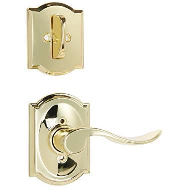 Imagem de Schlage Lock Company F59ACC605CAMRH Accent conjunto de maçanetas interiores destro com C único, latão polido