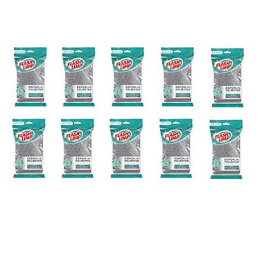 Imagem de Flash Limp - Kit Com 10 Esponjas Multiuso Poliéster Limpa Sem Riscar - EP1416360-10