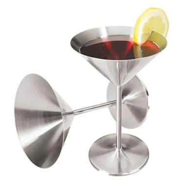 Imagem de Oggi Copos de Martini de aço inoxidável – 236 ml, conjunto de 2 copos inquebráveis para martini, ideal para uso ao ar livre, para passeios de barco, trailer, festas, copos de coquetel elegantes e conjunto de presente de copo de martini
