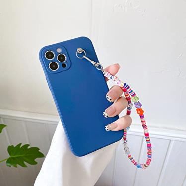Imagem de Pulseira de contas com pingente de letra para iphone 13 11 12 pro max xr xs x 7 8 plus se 2 mini corrente de cordão prático capa bonita, marinho, para iphone x