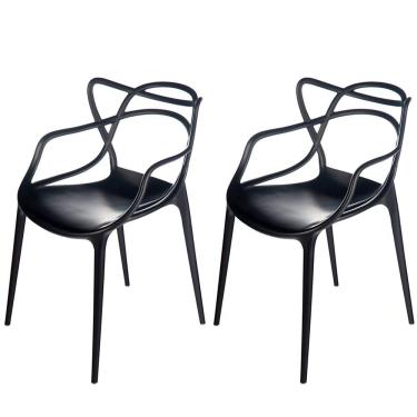 Imagem de Kit com 2 Cadeiras Allegra de Polipropileno Preta - 173 DPP