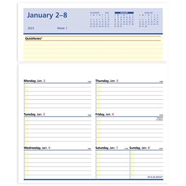 Imagem de Refil de calendário semanal de mesa Flip-A-Week 2023 da AT-A-GLANCE, 15,24 cm x 17,78 cm, com QuickNotes (SW70650)
