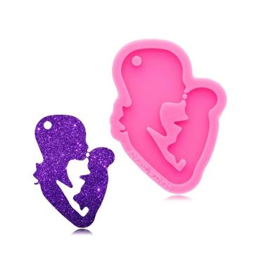 Imagem de Molde De Silicone Mãe E Filho, Bebê Chaveiro Resina