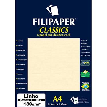 Imagem de Papel Linho A4, Filipaper, Marfim, 180 gramas, 50 Folhas