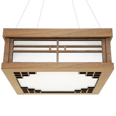 Imagem de Luminária Decorativa Madeira Pendente Quadrado Itapuã 45Cm