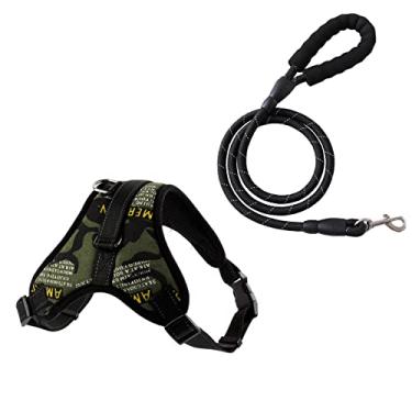 Imagem de Foern Arreio macio para cães com coleira, conjunto de arnês respirável sem puxar, colete ajustável e reflexivo para cães pequenos, médios, verde, P