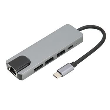 Imagem de Luqeeg Hub USB C – Estação de ancoragem USB C 5 em 1 USB C para HDMI (4K @ 30Hz) Adaptador USB C com porta HDMI, porta Ethernet, 87W PD, porta USB 3.0 de 5Gbps, porta USB 2.0, compatível com dispositivo tipo C