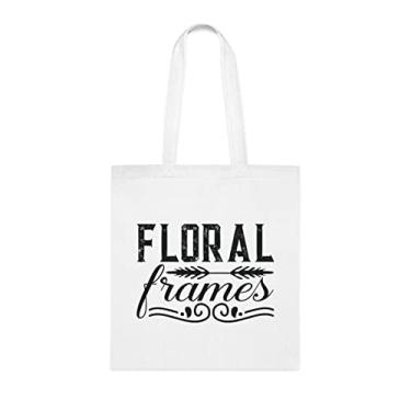 Imagem de Sacola de molduras florais, presente de sacola de molduras florais, bolsa de ombro com molduras florais, bolsas reutilizáveis de molduras florais, ideia de presente de cesta de Natal