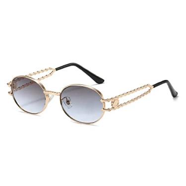Imagem de Óculos de sol da moda hip-hop oval de metal óculos de sol da moda óculos de sol versáteis para homens e mulheres óculos de sol, 6, tamanho único