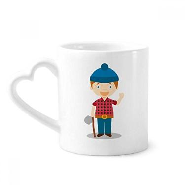 Imagem de Blue Hat Shirt Caneca de desenho animado do Canadá Caneca de café cerâmica copo de coração de vidro
