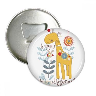 Imagem de Desenhos animados girafa amarelo aniamal abridor de garrafas ímã de geladeira emblema multifuncional