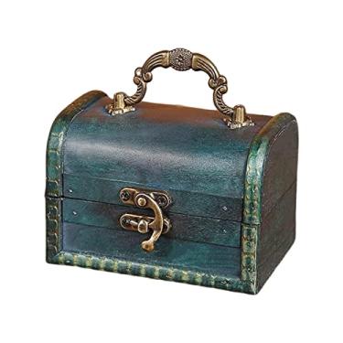 Imagem de Generic Do de Madeira, Cofrinho Decorativo Feito à Mão, Caixa de Dinheiro Retrô, Organizador de Joias para Lembranças de Brinquedos, Joias, Tesour, Esmeralda, Tamanho real