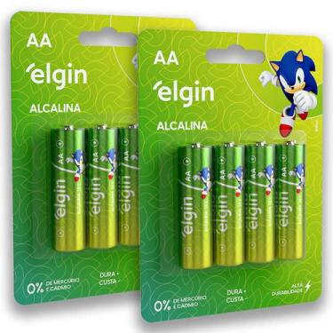 Imagem de 20 Pilhas Baterias Aa Elgin Alcalina 2A Pequena 5 Cartelas