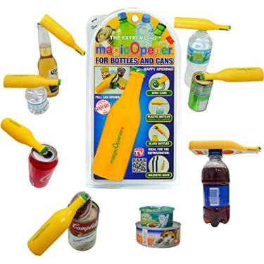 Imagem de Tampas de plástico de refrigerante e água vazadas EZ | Abridor de garrafas | Aba de puxar sopa | Ajudantes de artrite | Idosos | MO Extreme | Magnético de geladeira | Ergonômico | Mãos fracas Ajuda | Presente abridor de garrafa | Ímãs - Twist off ez