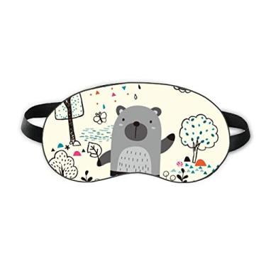 Imagem de Capa de sombra macia para olhos com desenho de rinoceronte Animal Blue Outline Sleep Eye Shield