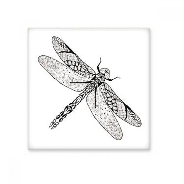 Imagem de Pedra adorna de tijolo vitrificado com desenho de animal de libélula