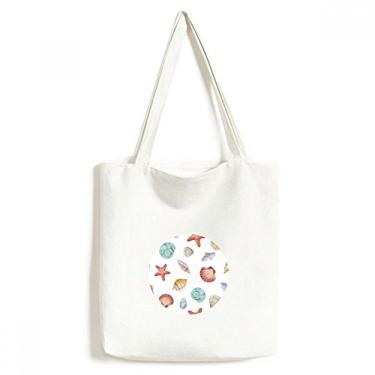 Imagem de Bolsa de lona colorida com estampa de vida marinha, bolsa de compras, bolsa casual