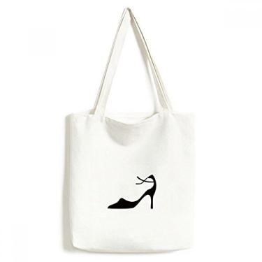 Imagem de Sacola de lona com desenho simples e salto alto preto bolsa de compras bolsa casual bolsa de mão