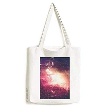 Imagem de Linda bolsa de lona estética rosa Nebulosa Golden Planet bolsa de compras casual bolsa de mão
