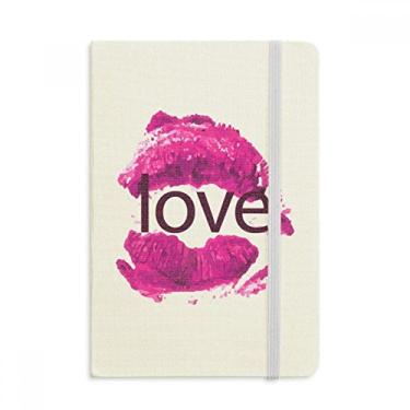 Imagem de Caderno de Diário Clássico com Capa Rígida para Dia dos Namorados Pink Lip Love