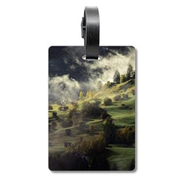 Imagem de Vila Fog Hill Paisagem Floresta Bagagem Etiqueta Cartão de Bagagem Pendurada Etiqueta