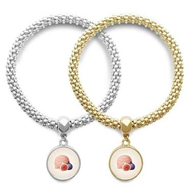 Imagem de DIYthinker Romã rosa sorvete bola amante pulseira pingente joia corrente presente casal