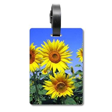 Imagem de Sunshine Flowers Girassóis Azul Céu Mala Etiqueta Etiqueta Cartão de Bagagem Etiqueta Scutcheon Etiqueta