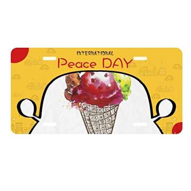 Imagem de DIYthinker Placa de licença de sorvete, folhas de aquarela, cones para decoração de carro, dia da paz