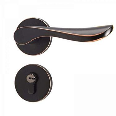 Imagem de Maçaneta de porta, alça de porta durável, cilindro de bloqueio de maçaneta, trava de segurança doméstica com chaves (preto)