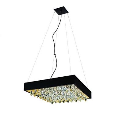 Imagem de Pendente Lusso Com Canopla 9 Halogena G9 40w 600x600x110mm New Line, 360w 110v Preto Com Dourado Grande