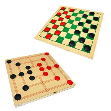 Imagem de Jogo De Dama E Trilha Educativo Com Tabuleiro Em Madeira Carimbras