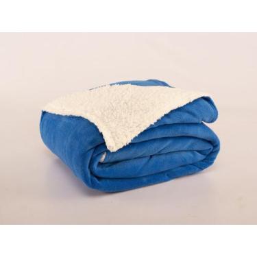 Imagem de Cobertor Manta Solteiro Azul Dupla Face Sherpa Canada 1 Peça - Vilela