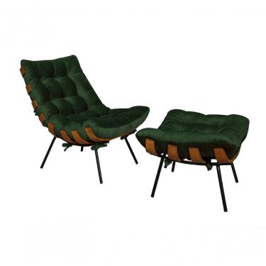 Imagem de Kit Poltrona Costela Luxo + Puff Dora Bela 0130 Verde Musgo