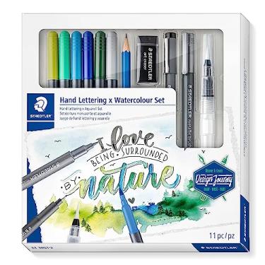 Imagem de STAEDTLER 61 3001-2 Design Journey Conjunto de letras à mão e aquarela - Conjunto misto (pacote com 11 peças)