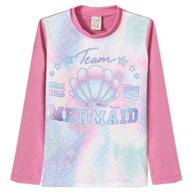 Imagem de Camiseta Praia Infantil Sereia Rosa Pingo Lelê