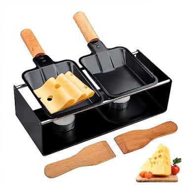 Imagem de FUYTERY Mini Raclette Cheese Melter Set,Dobrável Aço Carbono Portable Cheese Grill Pan com 2 Espátulas para Fazer Queijo Cozinha