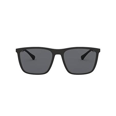 Imagem de Óculos de sol redondos masculinos Emporio Armani, borracha preta/cinza, tamanho único