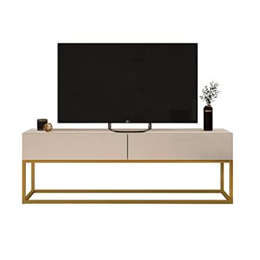 Imagem de Rack Eros Estilo Industrial 140cm Sala Estar Off White/Dourado